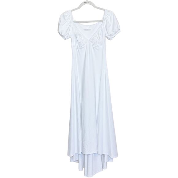 Susana Monaco Sugar White Puff Sleeve Shoulder High Low Wedding Midi Dress Small - Picture 3 of 9
